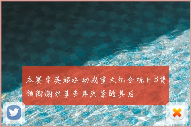 本赛季英超运动战重大机会统计B费领衔谢尔基多库列紧随其后