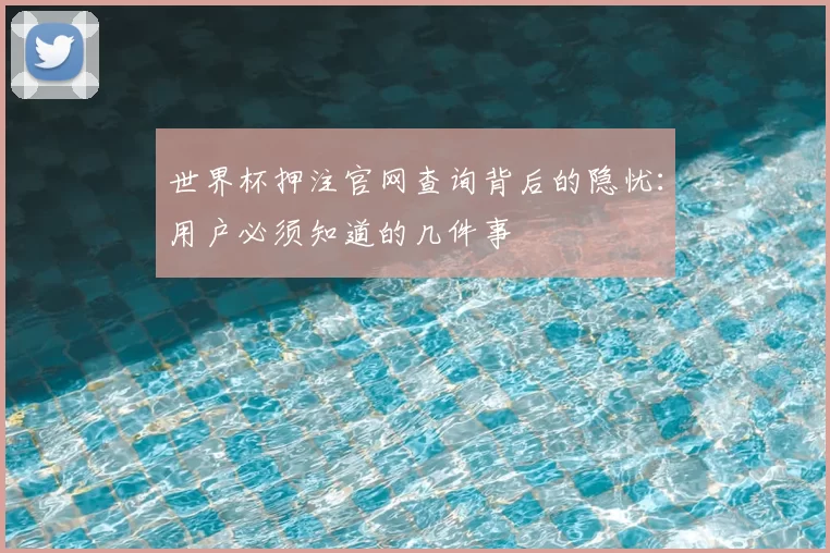 世界杯押注官网查询背后的隐忧:用户必须知道的几件事