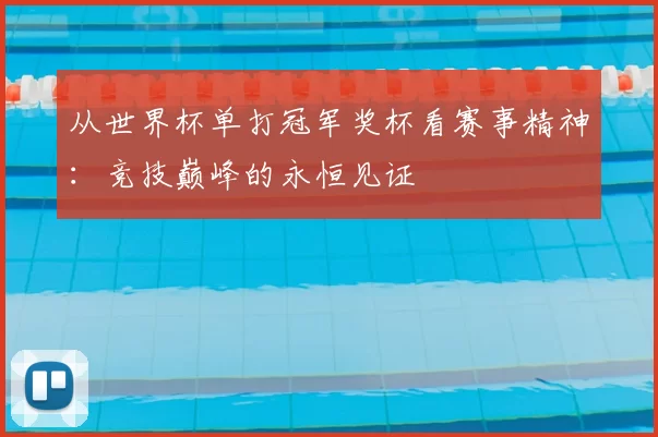 从世界杯单打冠军奖杯看赛事精神:竞技巅峰的永恒见证